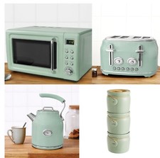 Green Exclusive Kitchen Set with Microwave Kettle Toaster FREE Canisters
