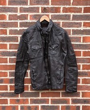 AllSaints Mens Leather EMERY Shirt Jacket Extra Small XS Brown All Saints Biker