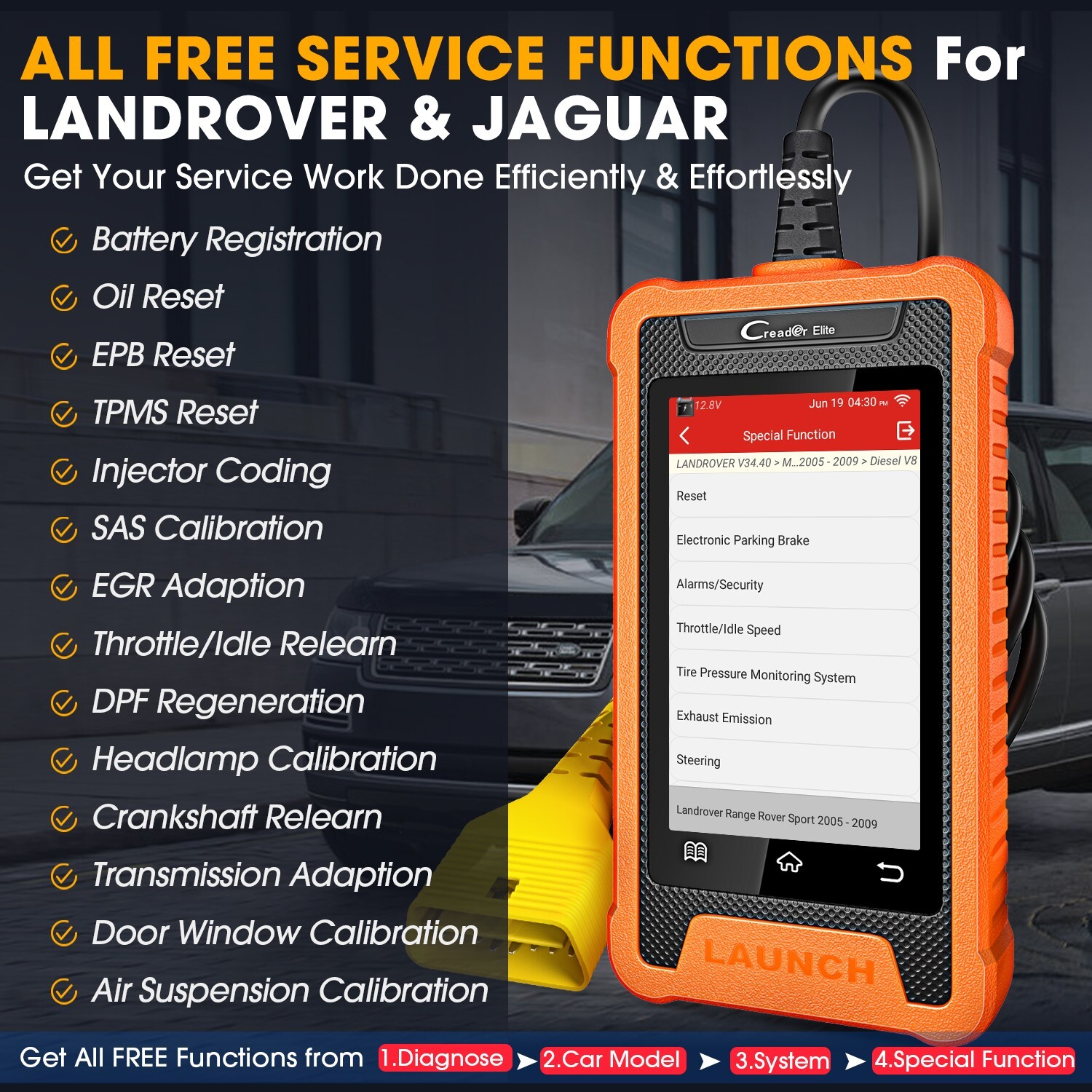 LAUNCH Creader Elite OBD2 Diagnosegerät Profi KFZ Scanner Für Land ...