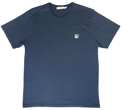 MAISON KITSUNÉ ネイビーメランジ Tシャツ M Maison Kitsune Mens Grey Fox Head Patch T-Shirt - Large - Navy
