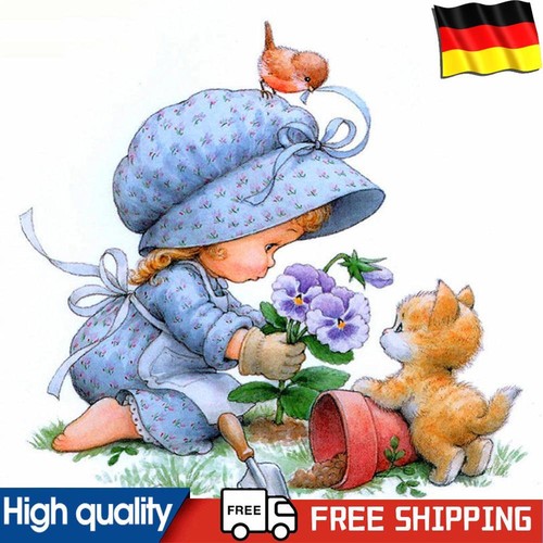 Painting Kit Wall Paste Full Round DIY 5D Girl Flower Cat Drill Diamond