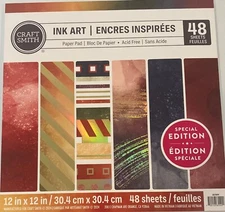 Craft Smith Special Edition 48 Sheet 12 in X 12 in Paper Pad "Ink Art", NEW
