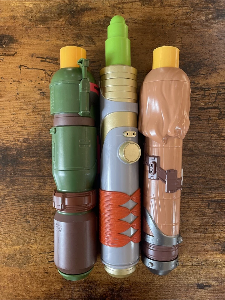 Star Wars Lightsabers  Lot Of 3 Chewbacca Boba Fett Young Jedi Expandable - Изображение 2 из 3