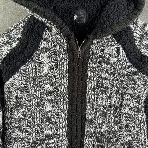 Volcom Jacket Women XS 8 Cable Knit Rare Hooded Full Zip Cozy Skate Boho VTG - Picture 11 of 11