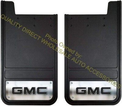 2 GMC Mudflaps Pickup Heavy Duty 12x23 Mud Guard Flap stainless Pair Rubber REAR