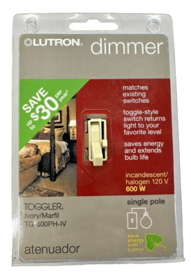 Lutron TG-600PH-IV Toggler 600W Preset Dimmer Ivory/Marfil Single Pole New