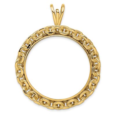 1986-Now $50 1 oz American Eagle Prong Set Chain Link Coin Bezel in 14k Gold