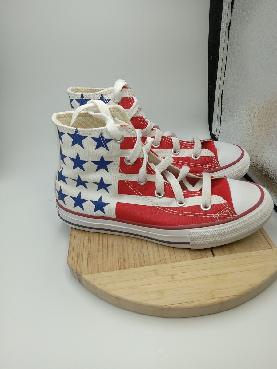 Converse Youth Chuck Taylor All Star HI Red White Blue USA Shoes