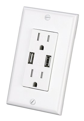 Outlet with USB Charger 3.1A socket Dual Duplex Receptacle 15-Amp with wallplate