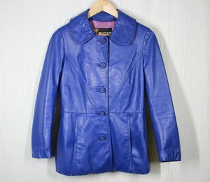 Vintage 60s 70s azul para mujer Chaqueta de cuero brillante pequeño Mod del  eje de balancín Cobalto pecuer | eBay