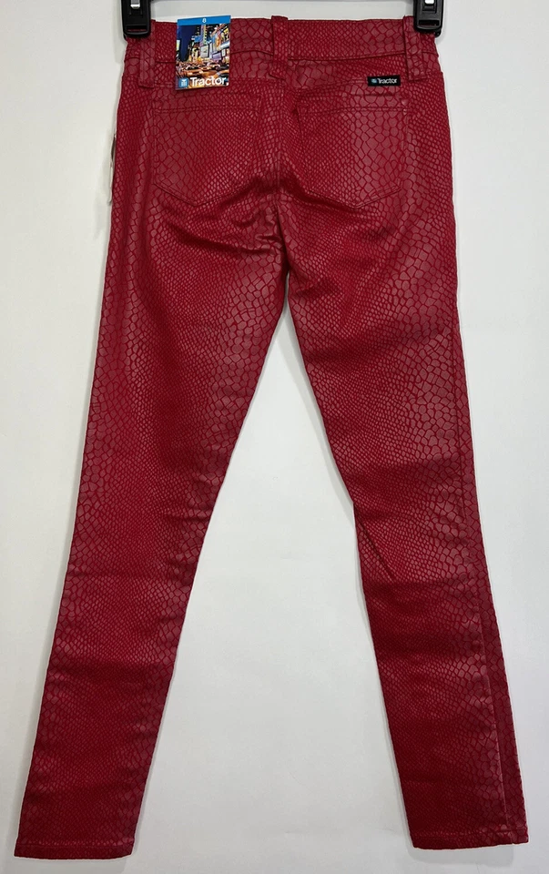Pantalones de mezclilla ajustados de piel de serpiente rojos Tractor Jeans NYC Jeggings nuevos con etiquetas niñas talla 8 Foto 4 de 4
