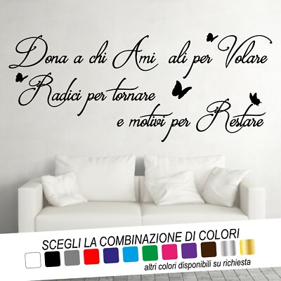Wandtattoo Spruch GESCHENK AN WEN SIE LIEBEN FLÜGEL ZUM FLIEGEN WURZELN ZUM ZURÜCK Wall Art