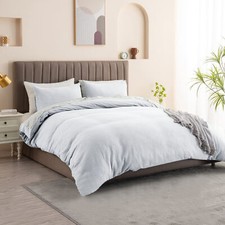 Image of 100% Pure Cotton Waffle Duvet Cover Bedding Set Pillowcases Single Double King