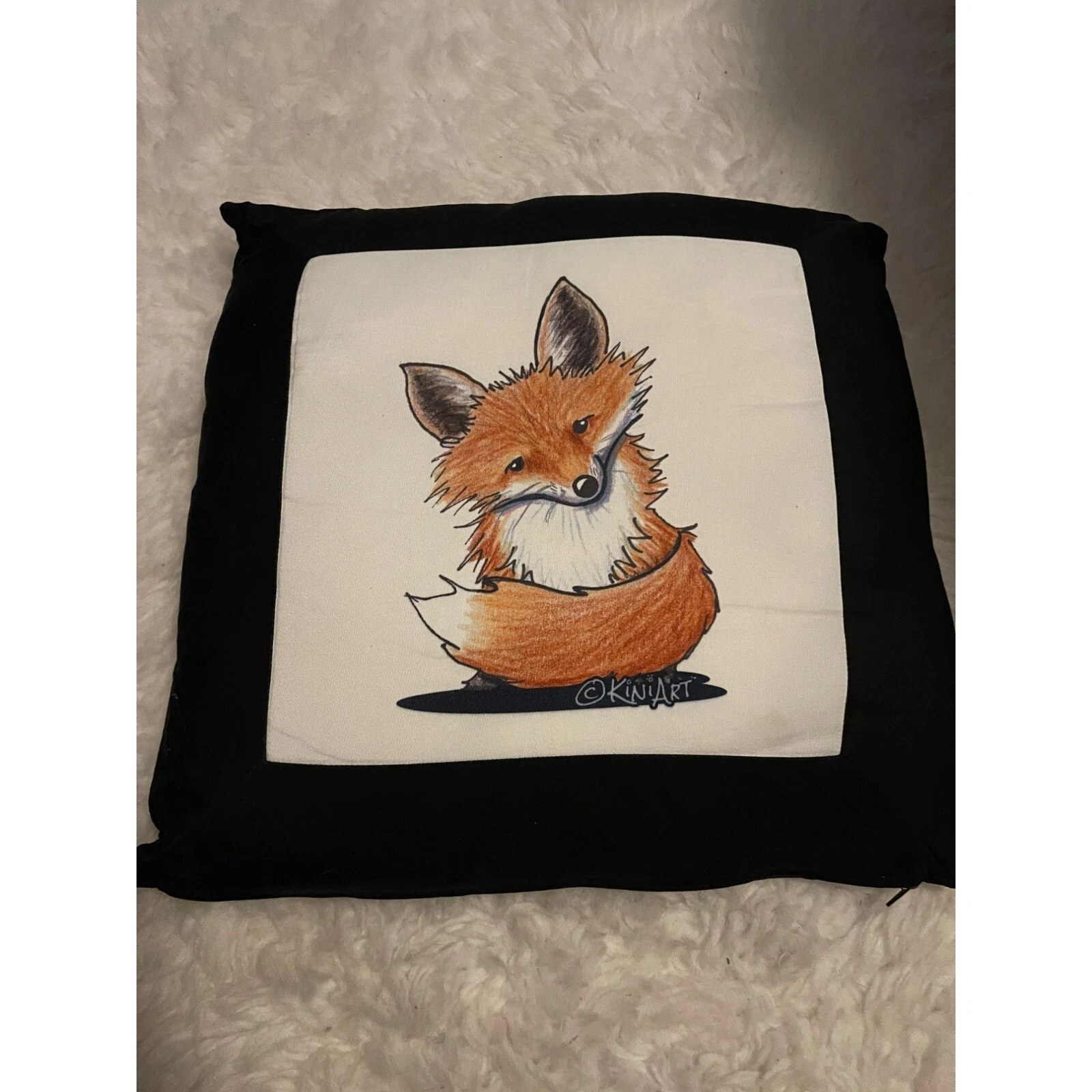 KiniArt Fox Accent Throw Pillow 17 Inch Square