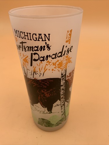 Vintage Set (7) Michigan Sportsman's Paradise Frosted Becher seltenes Set - Bild 24 von 24