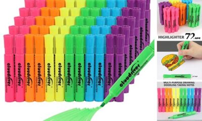 Highlighters Bulk Pack of 72, Assorted Color, Chisel Point, Quick Drying Ink, 