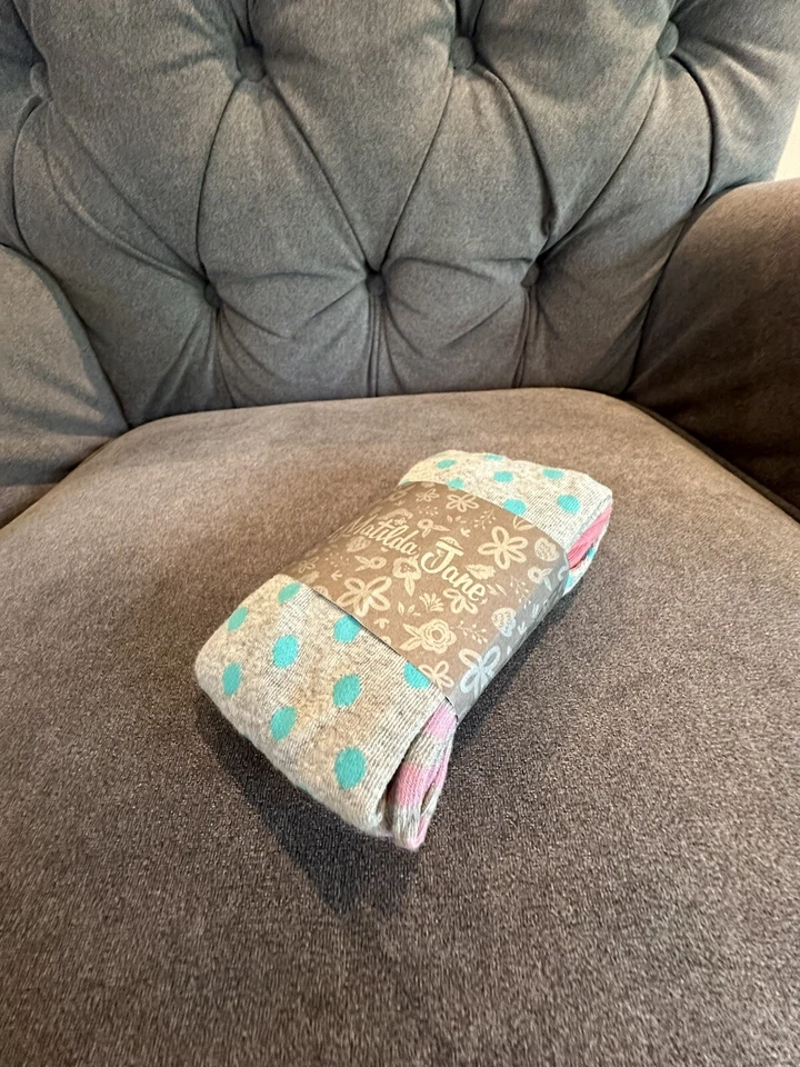 Medias Matilda Jane Conjure Gris Lunares Azul Teal Talla 8-10 Nuevas con Etiquetas Foto 3 de 4