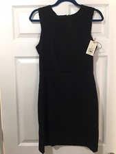 A New Day Womans Dress Size 2 Sheath Black Front Pleats Back Zipper Lined