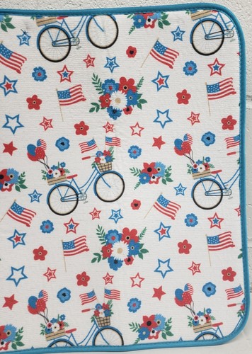 Tappetino asciugapiatti reversibile (16"x19") PATRIOTTICO, BANDIERE USA, FIORI E BICI, RHH - Foto 9 di 17