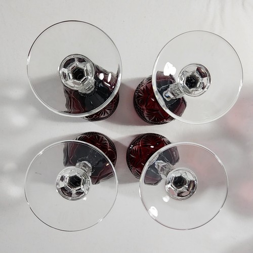 8 bicchieri da vino Cristal D'Arques Durand vetro rosso rubino antico alti 8 pollici - Foto 4 di 7