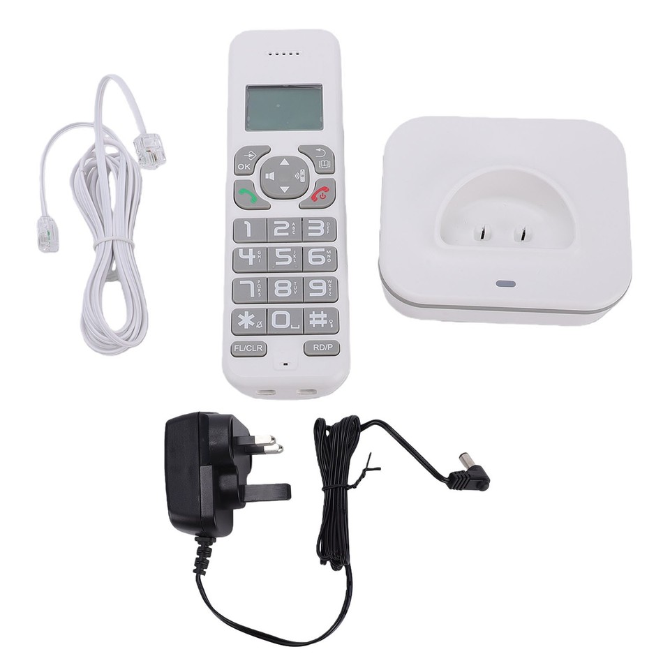 White Cordless Phone Big Buttons Landline Phone With LCD Display Call ...