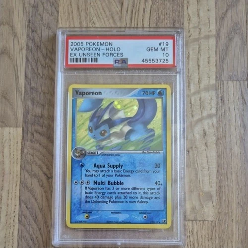 Pokémon Vaporeon EX Unseen Forces Holo Card 19/115 PSA 10
