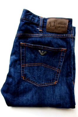 Armani Jeans J21 Regular Straight Herren W32 L32 Dunkelblau Stretch Denim LEVK270