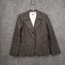 Tahari Arthur S Levine Blazer Womens 10 Gray Long Sleeve Tweed Career Jacket