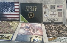 United States Army Bonded Leather Scrapbook  9 Sheets  Cardboard Cutouts New