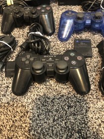LOT 2 PLAYSTATION 2 CONSOLES SCPH-30001 & 50001 w/ 3 CONTROLLERS & 5 VIDEO GAMES