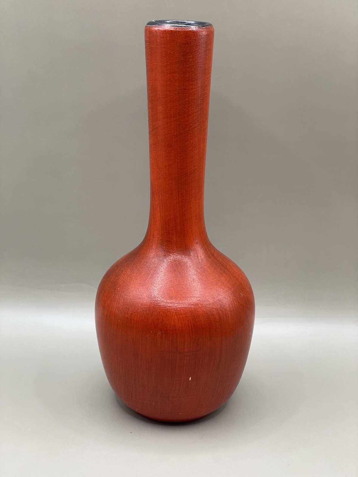 Vintage MCM Signed Royal Haeger Onion 7.5” Red Vase Long Neck READ