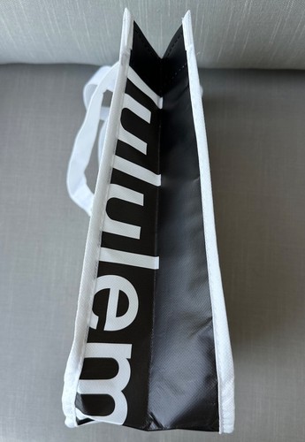 Lululemon Small White Shopping Bag Tote with Black Logo New - Picture 3 of 4
