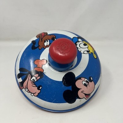 Vintage 1973  Disney Spinning Tin Top Toy Mickey Mouse and friends 
