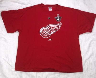 Y2K2008 Men 2XL Detroit Red Wings Stanley Cup Champions Reebok Locker Room Shirt