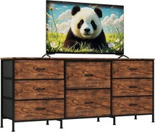 63in Dresser TV Stand with 8 Fabric Drawer Storage Chest for Bedroom Living Room