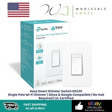 Kasa Smart Dimmer Switch HS220 Single Pole Wi-Fi Dimmer  Alexa  Google