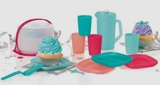 Tupperware Mini Tea Party Set 11-Piece Kids Toy Pitcher Plates Cups Cake Pan NEW