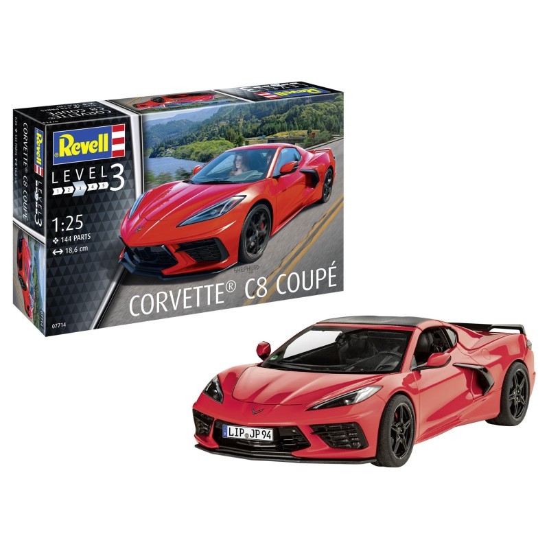 Maquette Revell 07714 Corvette C8 Coupé 1/25 en plastique gris à peindre