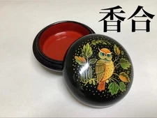 Antique Owl Incense Container Tea Ceremony Utensil Paper Box 2.8cm