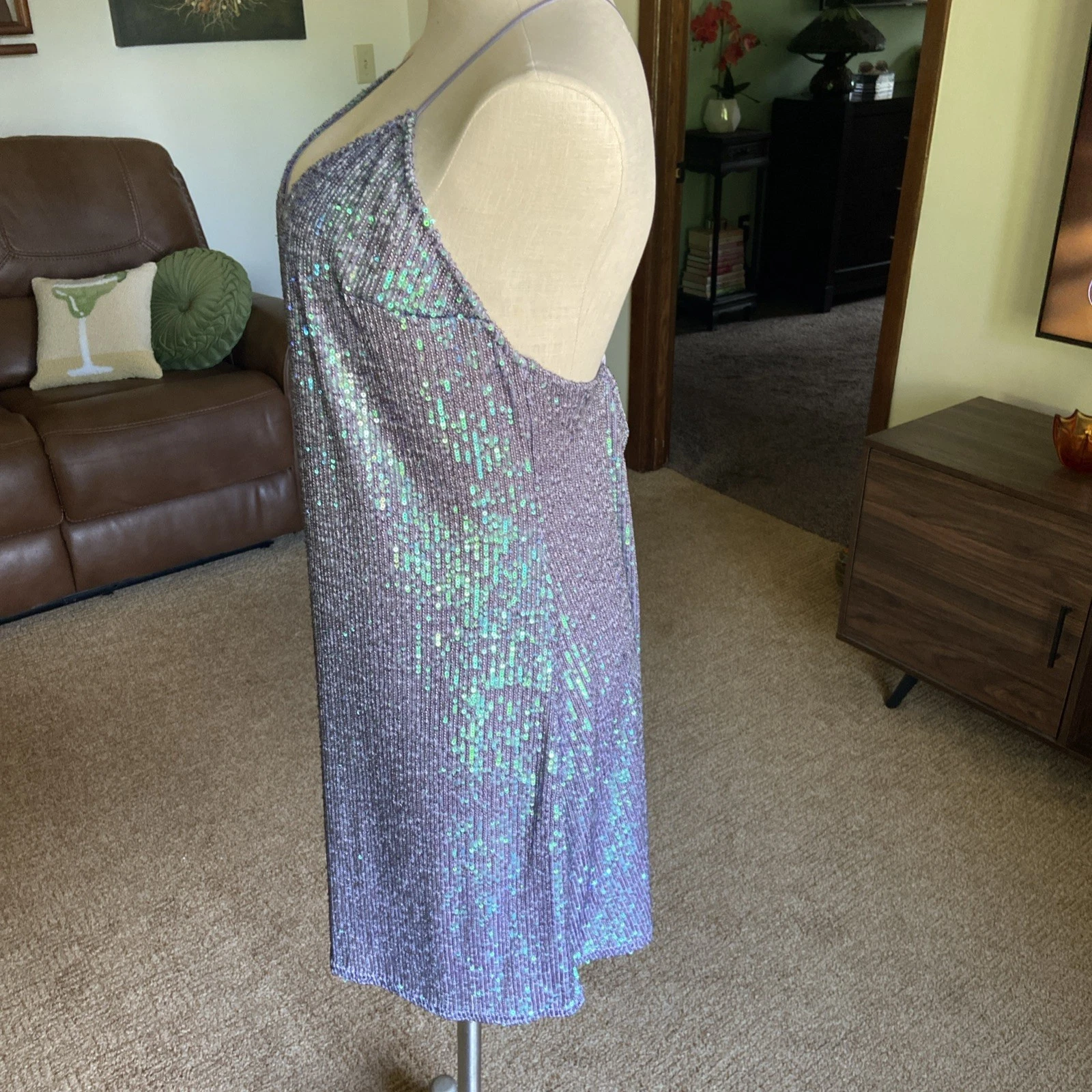 UNDERCOVER Abito da sera e pigiama Victoria's Secret grande lilla viola e blu con paillettes