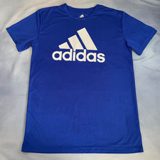 Adidas Primegreen Aeroready Youth Boys Shirt Blue White Logo Size L 14/16