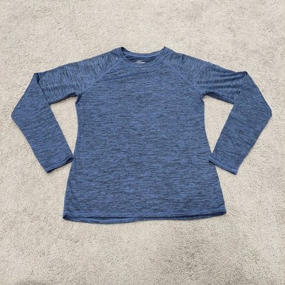 Cuddl Duds Climate Right Long Sleeve Shirt Medium Blue Space Dye Fleece Lined