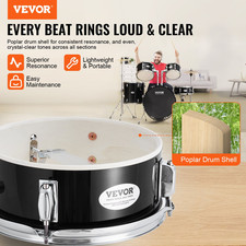 Adult Drum Set, 5-Piece, 22 inches Complete Full Size Drum Kit - Black