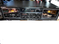 Amped Sony TC-WR570 dual cassette with plexiglass/ new parts, records well, nice