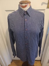 Mens Mekay Size 15" Navy With Blue Long Sleeved Shirt