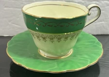 Vintage Aynsley Green Footed Tea Cup and Saucer