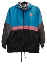 Buc-ee's Hooded Windbreaker Adult Med Color Block Leopard Drawstring Waist