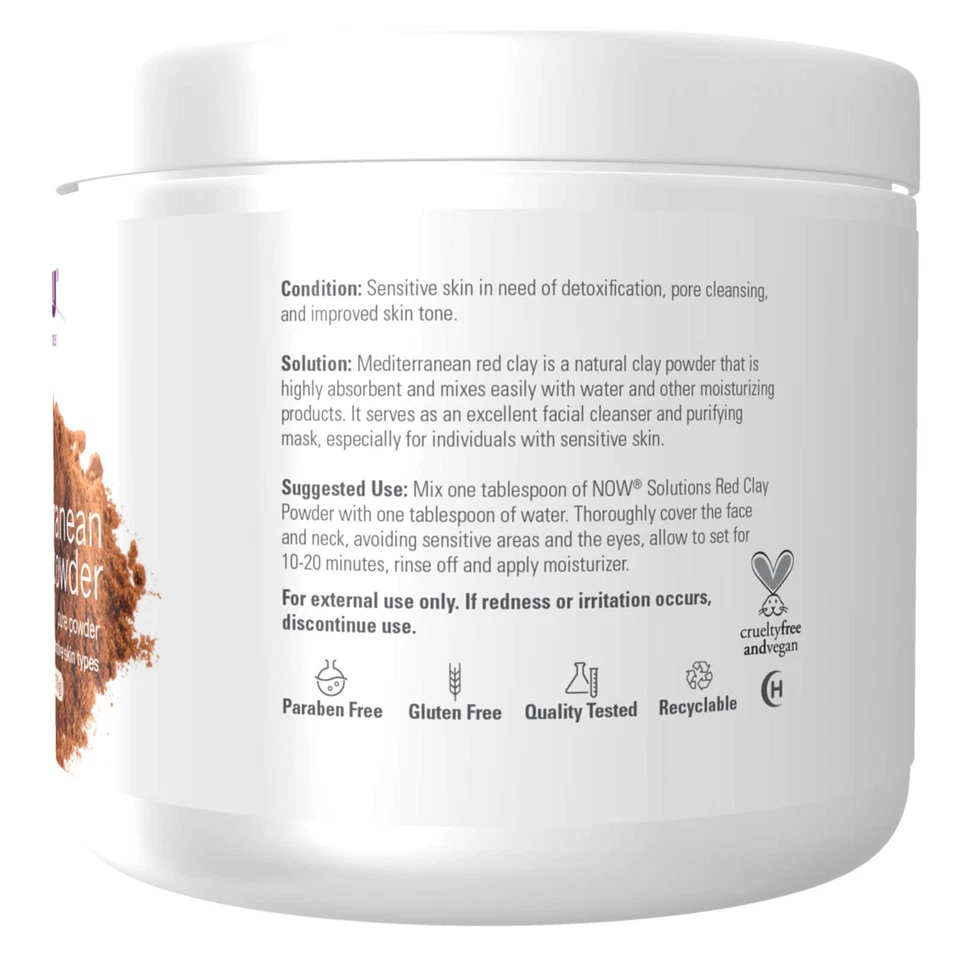 2 x NOW Mediterranean Red Clay Powder 6 oz, Clearance for Best By 12/2025 - Image 2 of 2