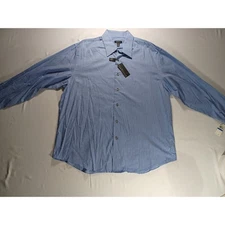 VAN HEUSEN Mens XL Blue Pinstripe No Iron Dress Shirt Button Up Long Sleeve
