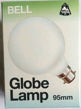 Image of Vintage BELL Globe Lamp 95mm G95 Opal White Light Bulb BC B22 Bayonet